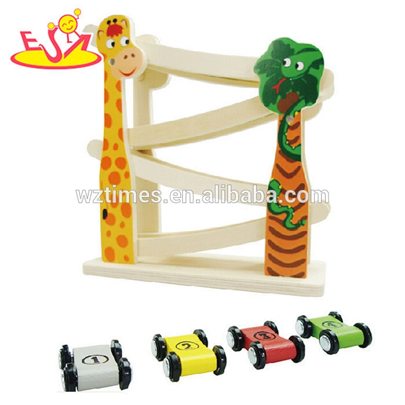 Wholesale interesting mini car game wooden rail slide toy for children W04C039