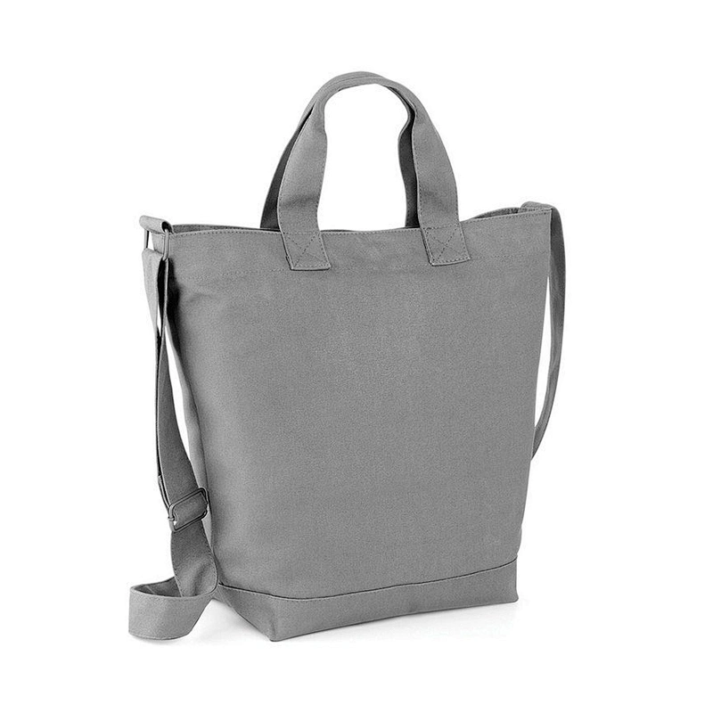 Promotional cotton canvas tote shoulder bag with zipper logo printed beach bag handbag