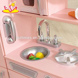2018 Hot Pink Holz moderne Küche Spielzeug Set für Mädchen W10C363