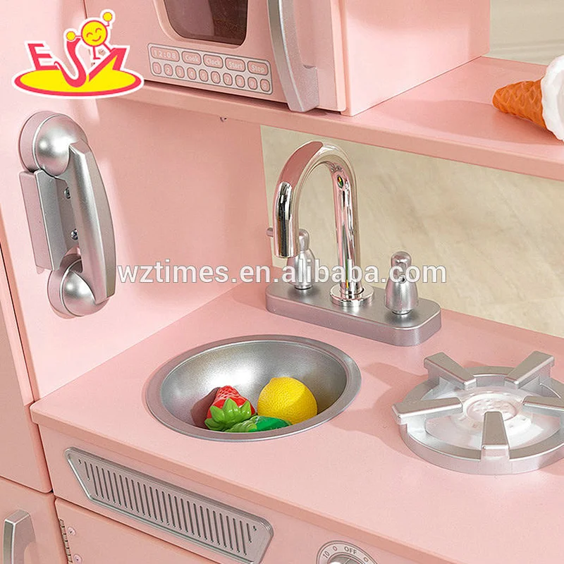 2018 Hot Pink Holz moderne Küche Spielzeug Set für Mädchen W10C363