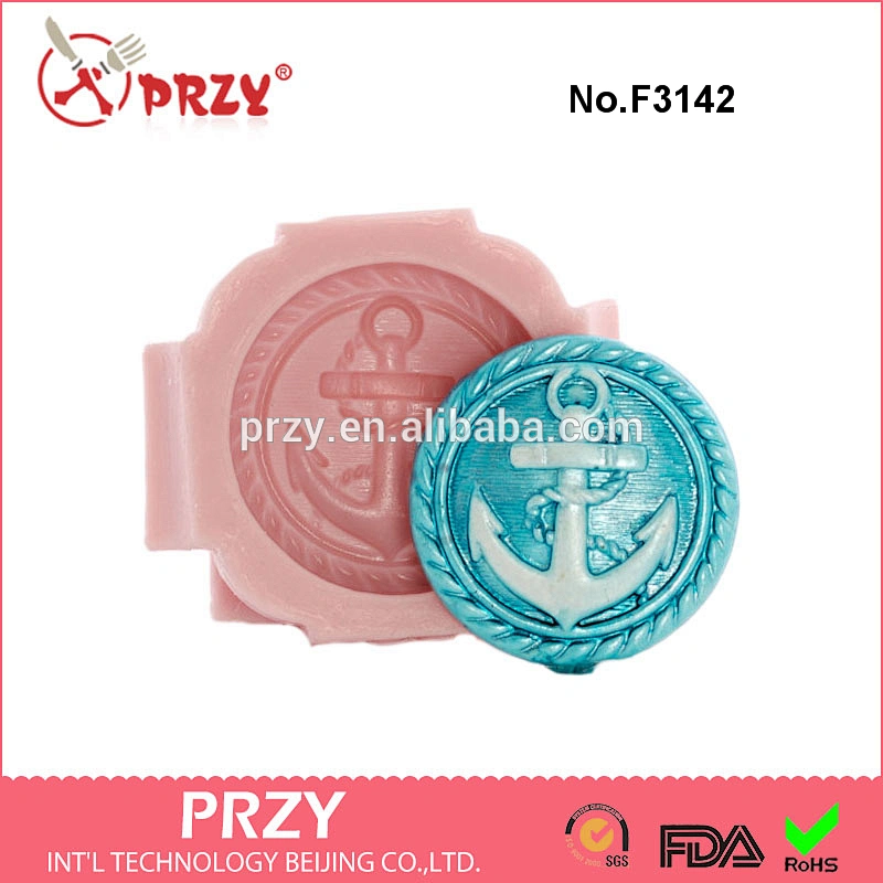F3142 Nautical Anchor Button Silicone Mold - Jewelry Resin Polymer Epoxy Clay Mold - Food Safe Chocolate Cream Cheese