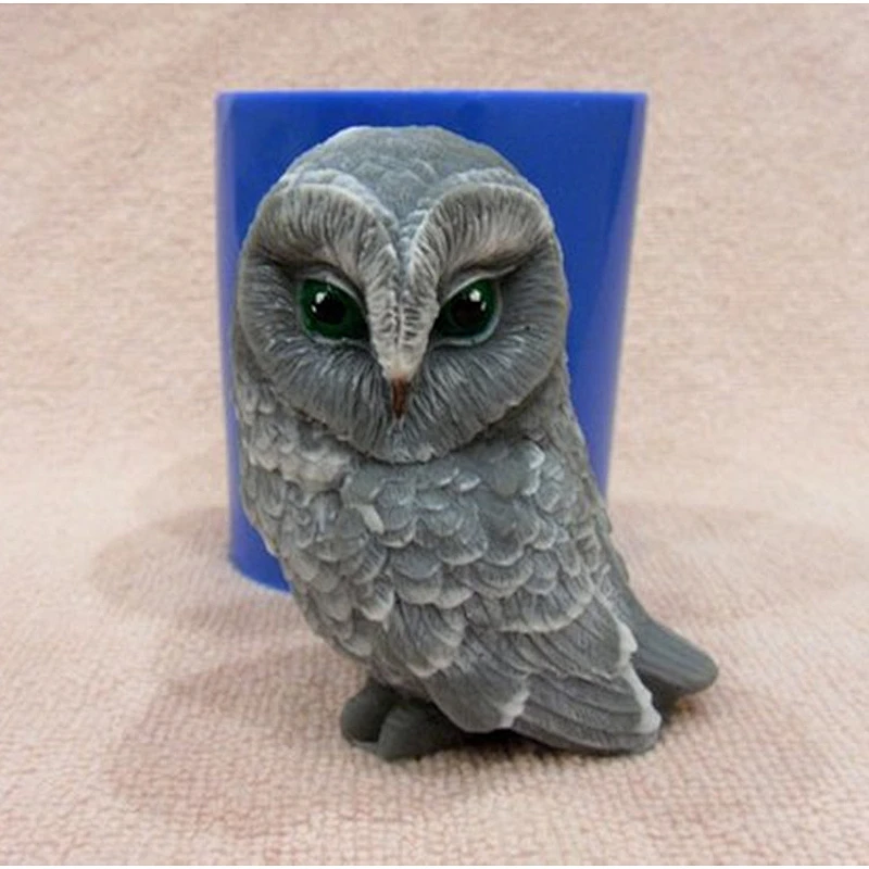 Owl silicone Soap mold 3D animal candles making mould Silica