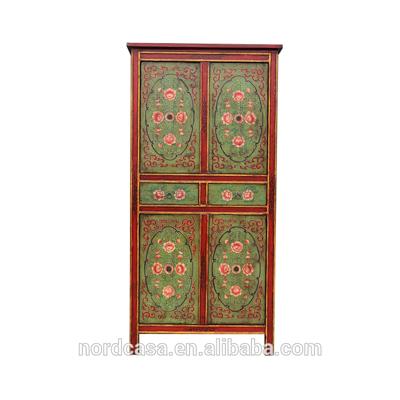 wholesale antique reproduction hand painted wooden drawer tibetan furniture