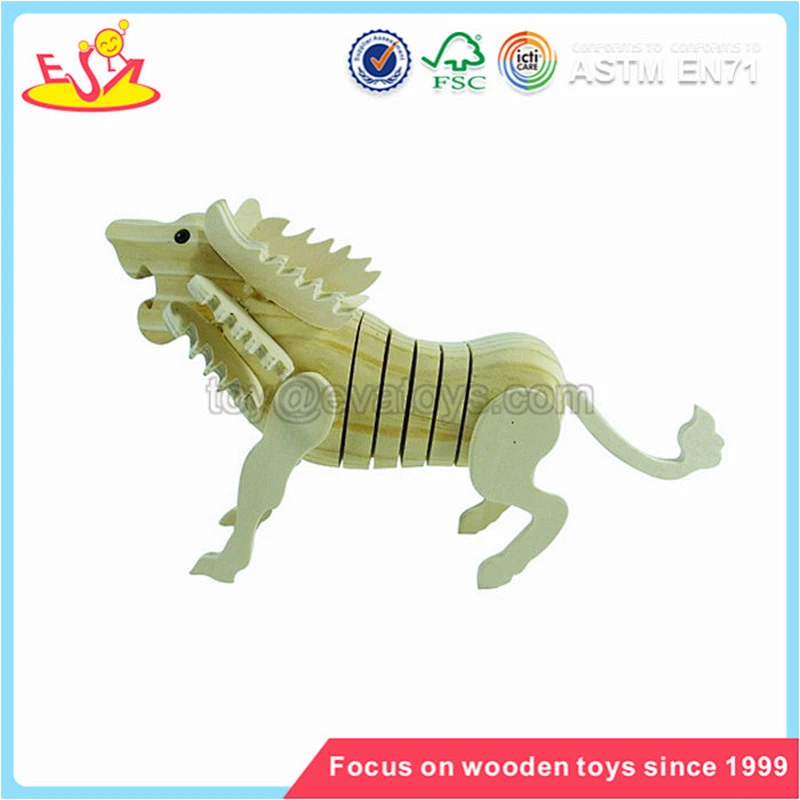 Wholesale high quality cheap price kids diy 3d wooden animal painting toy for art education W03A039