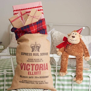 customs laminated christmas santa sack jute gunny sack gift burlap santa sack