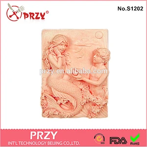 handmade 2d silicone soap mold / Plaster casting Mold - Mermaid Couple soap mold