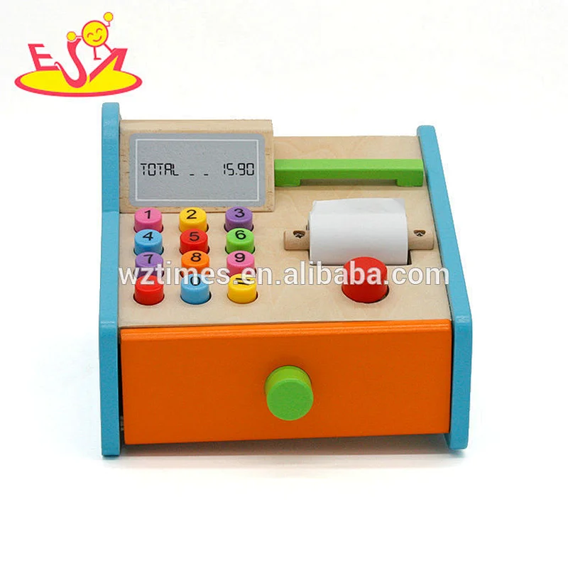 Top fashion pretend play toys wooden play cash register for kids W10A070