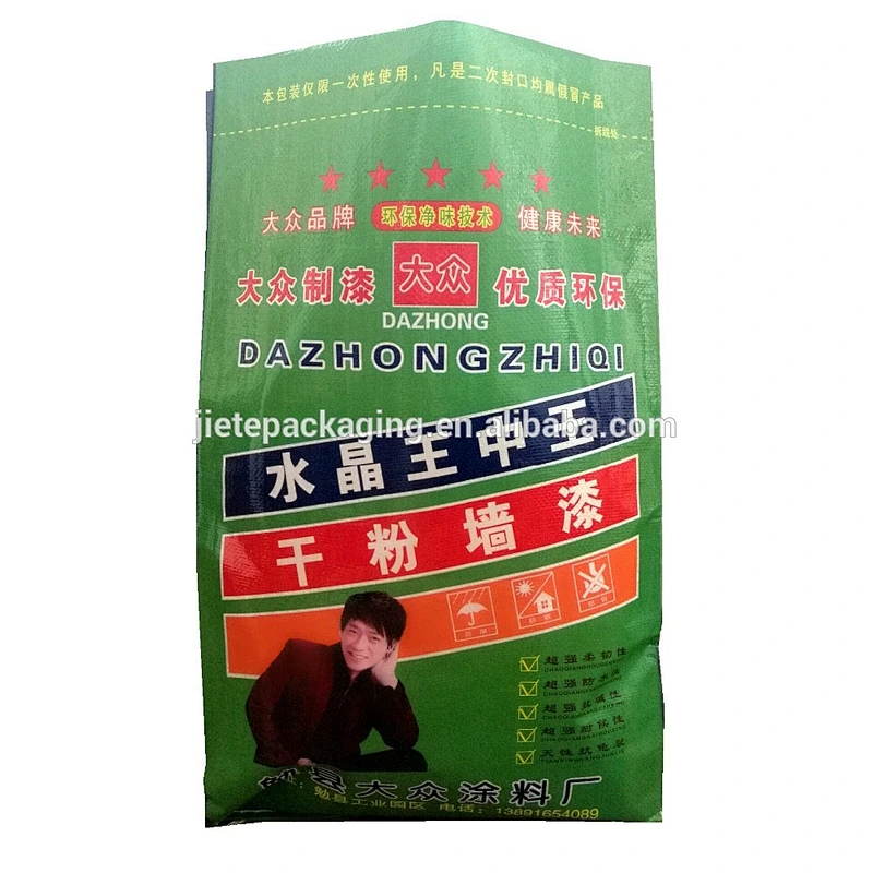 Moisture proof bopp laminated white plastic 25kg pp cement packaging bags for tile adhesive