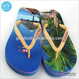 Promotional new design color printing men flip flops beach fashion slippers