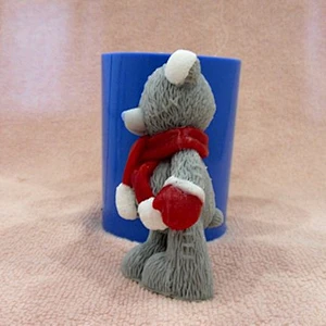 Teddy Soap mould  Bear wearing Scarf gloves silicone mold for soap and candles making Mould