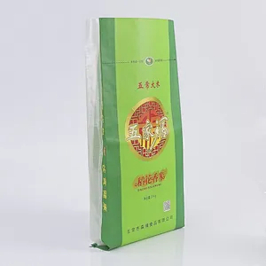 Custom 25kg green woven bag for rice packaging