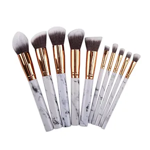 10 sets of Professional white Makeup Brushes Marbling Handle Eye Shadow Eyebrow Lip Eye Make Up Brush