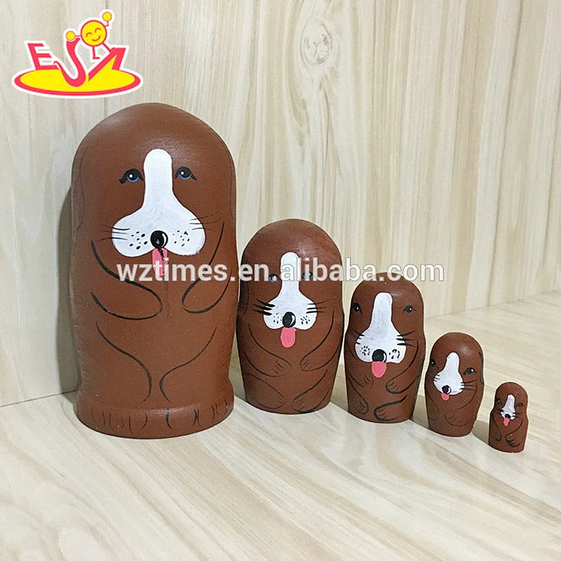 2018 Wholesale cheap child nesting dolls wooden custom russian dolls with high quality W06D107