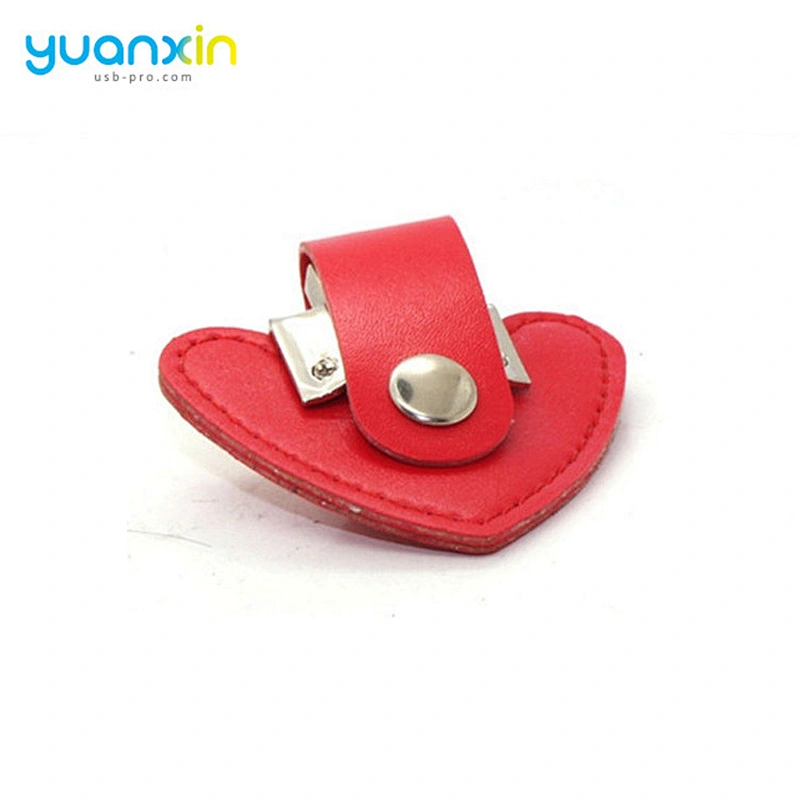 Heart Shape Leather Material Pendrive 8Gb 16Gb 32Gb 64Gb