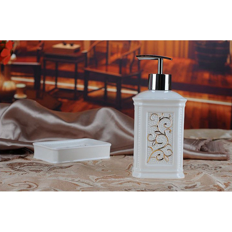 Home Porcelain Toilet Set China Supplier in-stock Toothbrush and Gargle Cup Fashion 5pcs Ceramic Bathroom Set