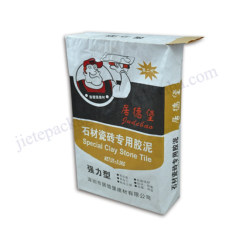 20kg block bottom stand up white kraft paper cement bag for dry mortar,tile adhesive,gypsum powder