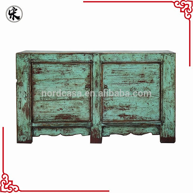 asian antique pine wood 2 door cabinet
