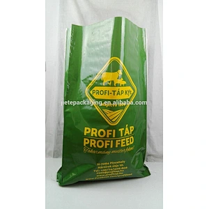 Customized design printing laminated green pp woven feed bag for livestock,poultry