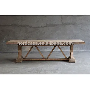 Antique Rustic Style Solid Wood Dining Table Old Elm Handmade Elegant Dining Table