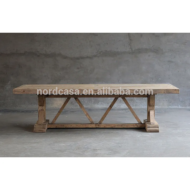 Antique Rustic Style Solid Wood Dining Table Old Elm Handmade Elegant Dining Table