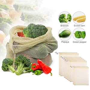 eco friendly cotton produce bag onion potato tomato net bag mesh drawstring bag