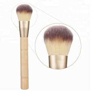 Custom Logo Bamboo Handle 7pcs Makeup Brush Set With Silicon Makeup Sponge Puff