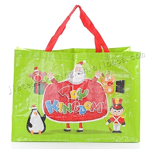 Lovely design green stand up plastic laminated pp woven shopping bag for market