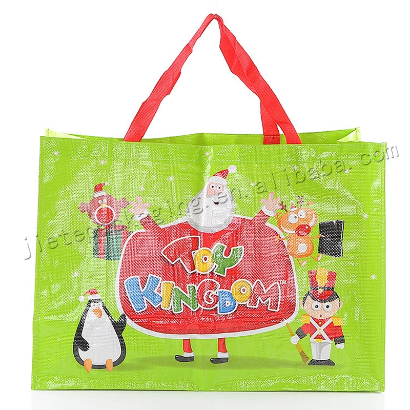 Lovely design green stand up plastic laminated pp woven shopping bag for market