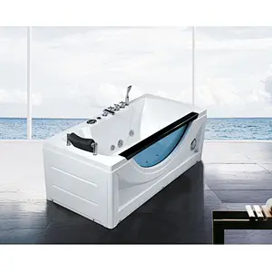 Chinese supplier rectangle tempered glass bathtub massage hot tub for home
