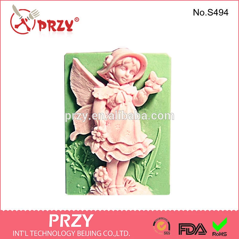 S494 PRZY beautiful girl silicone soap molds , faery girl silicone soap molds