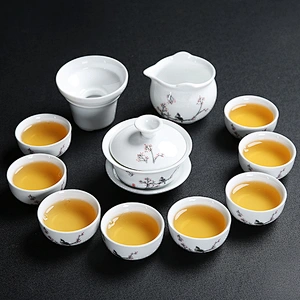 Chinese kungfu teapot combination rare elegant white ceramic cup