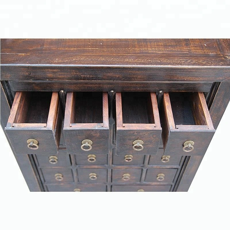 chinese antique lacquer wooden apothecary medicine chest cabinet furniture