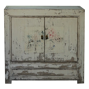 asian chinese antique reclaimed bleached wood painting furniture drawer storage