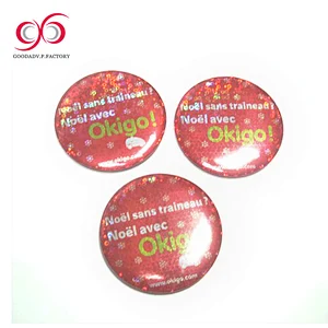 GOODADV logo promotional gift metal tin button badge plastic badge with light