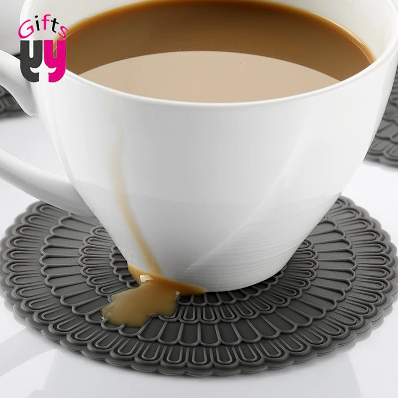 custom silicone tea cup mat rose gold cup mat