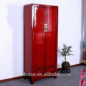 factory price of lacquered two door two drawer red chinese wedding cabinet