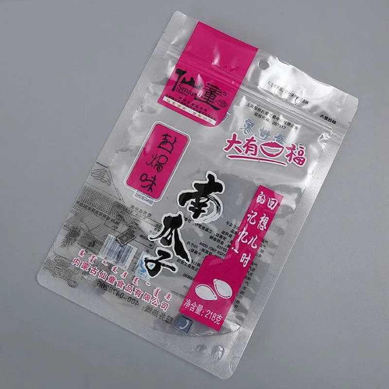 Transparent PE bag for melon seeds candy snack packaging