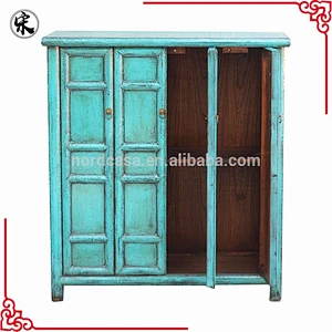 chinese traditional furniture blue finish big cabinet