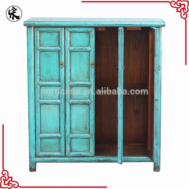 chinese traditional furniture blue finish big cabinet