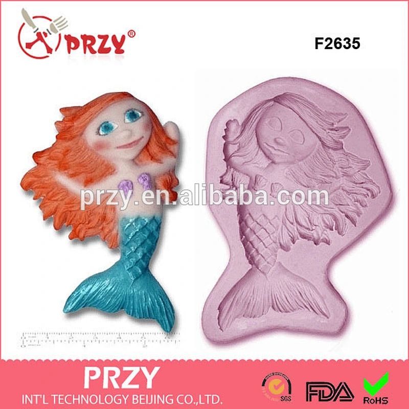 F2635 china manufacturer Mermaid shape non-stick silicone molds for cake decorating