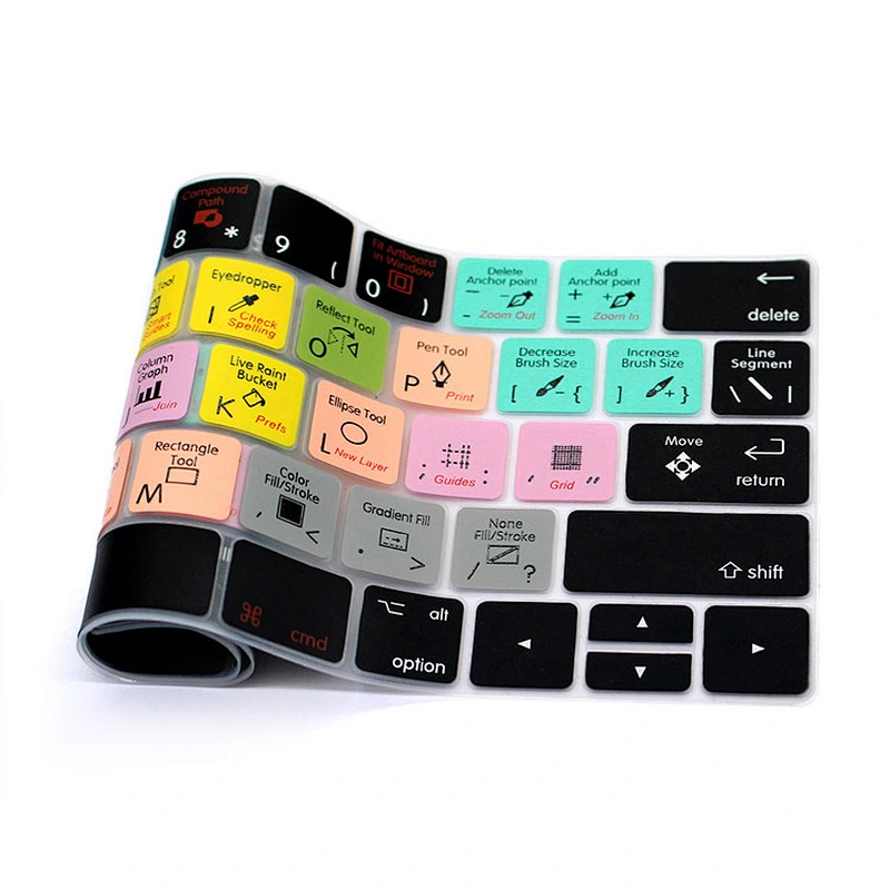 Waterproof custom silicone keyboard cover Ado be Illustrator AI Shortcuts Silicone Keyboard Protector For mac pro with touch bar