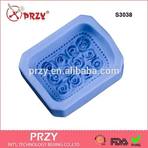 S3038 hot sale rose bar shaped silicone soap mold/handmade decorative molds