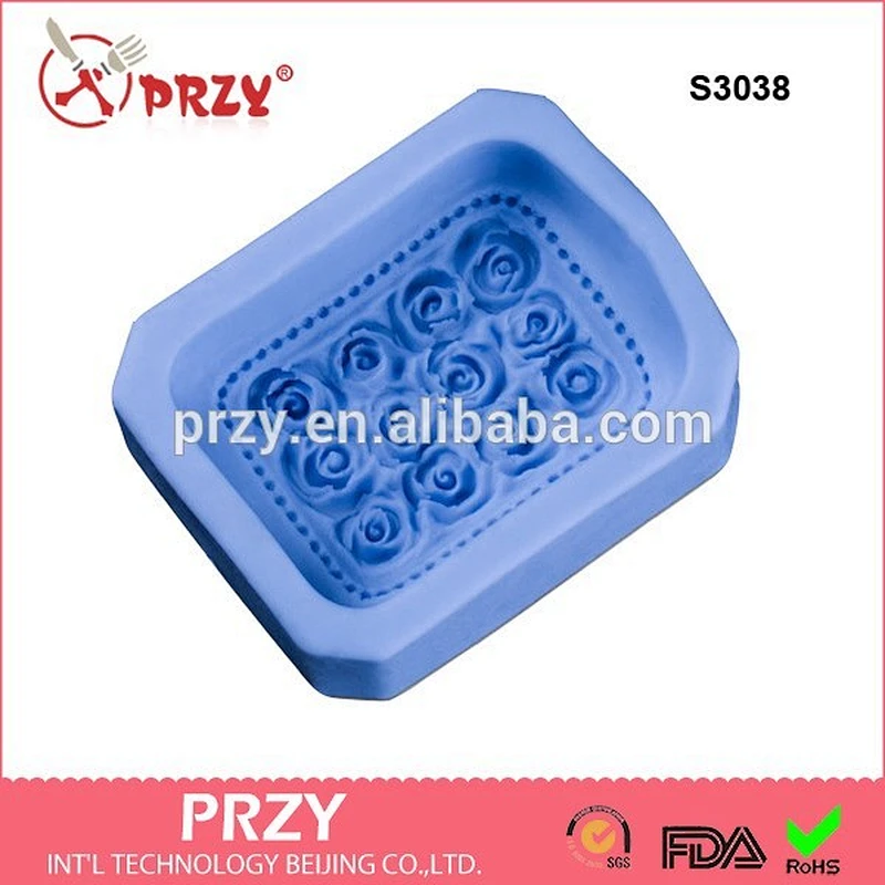 S3038 hot sale rose bar shaped silicone soap mold/handmade decorative molds