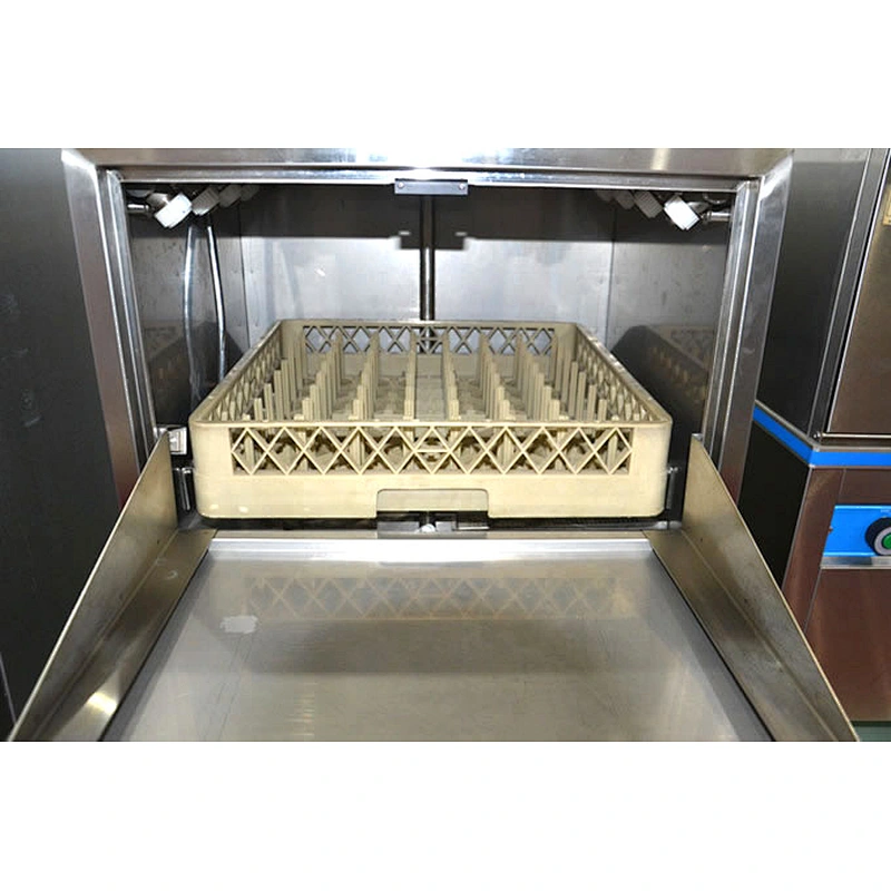 High hourly capacity industrial hood type detergent dishwasher for safe plastic plates
