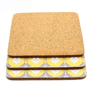 Promotional printing cork backed drink coasters MDF wooden craft coasters