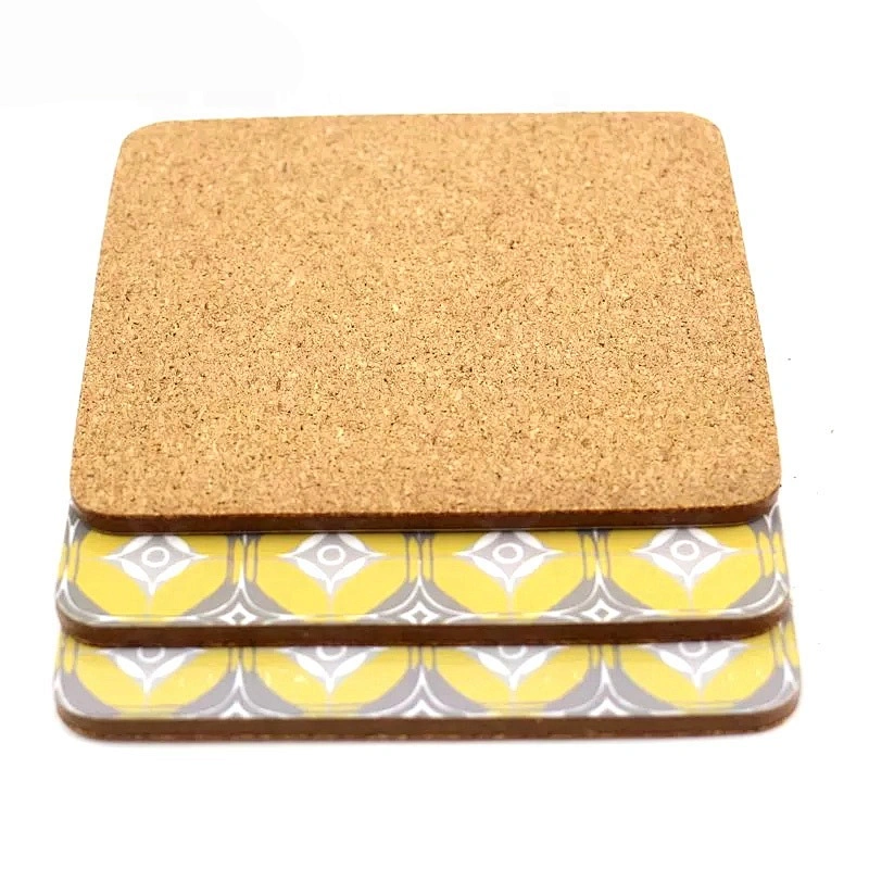 Promotional printing cork backed drink coasters MDF wooden craft coasters