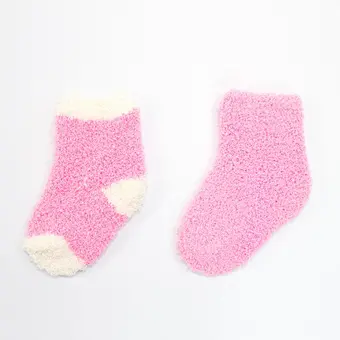 baby colorful double cuff pompoms thick cotton winter socks
