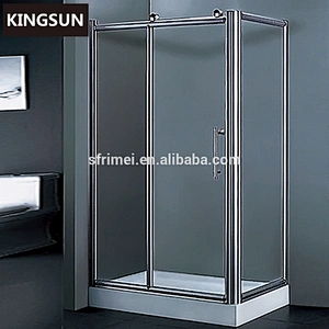 Two Fixed Sliding Temporary Glass Shower Door With Frame