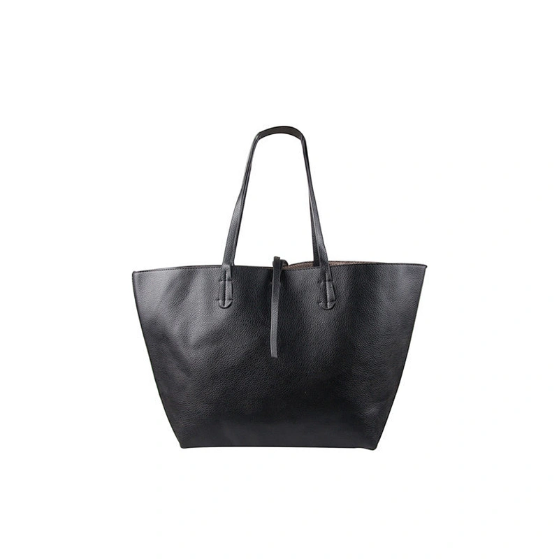 PU Leather Bag Customized Design Made Handbag Black Plain Tote Bag