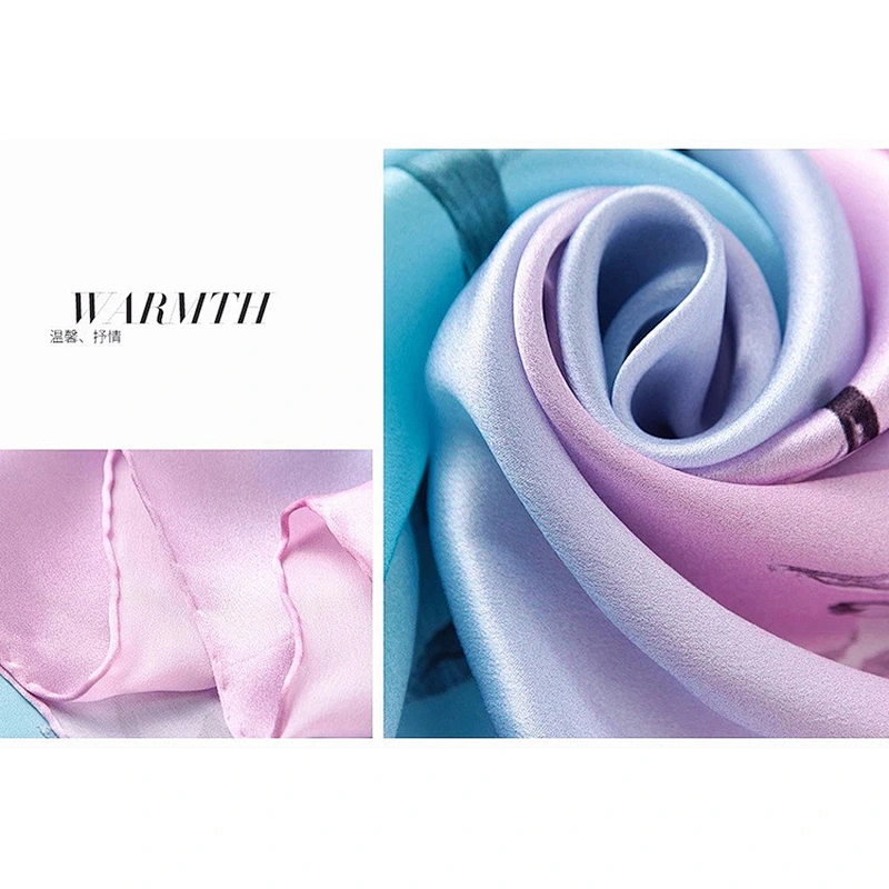 Custom Digital Print Hijab Scarf Design Women 100% Silk Scarf